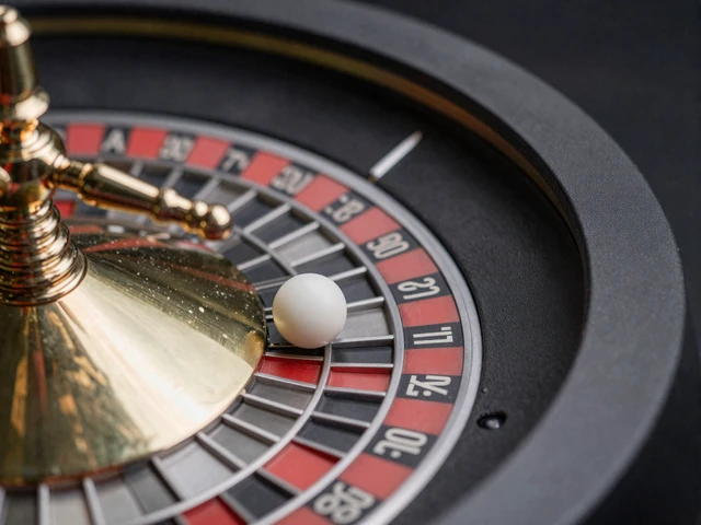 Nahaufnahme eines drehenden europ&auml;ischen Roulette-Kessels mit Kugel in Bewegung - roulette spiel