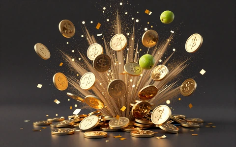 Goldene Jackpot-M&uuml;nzen die herausplatzen
