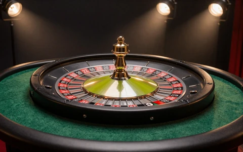 Sich drehendes Live-Roulette-Rad unter warmem Studiolicht